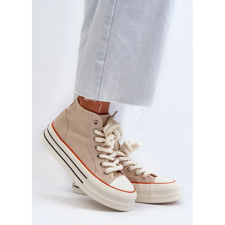 Women's Platform Sneakers Beige Aineri