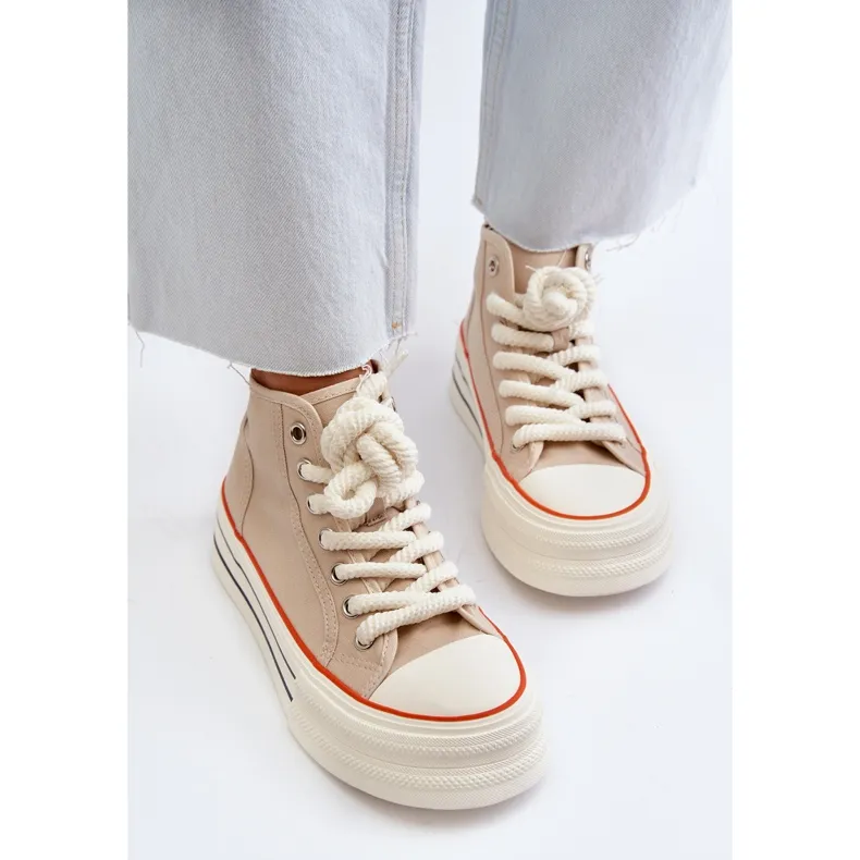 Women's Platform Sneakers Beige Aineri