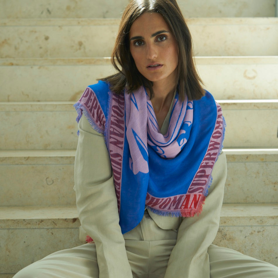 Women's Day Scarf in Blue - Pink