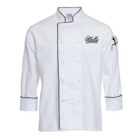 WOMEN'S WHITE CHEF COAT WITH BLACK PIPING 4711W