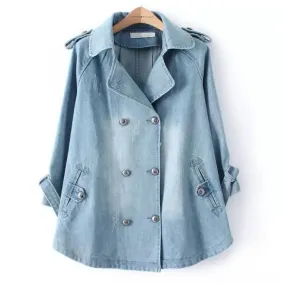 Women‘s double breasted denim jacket