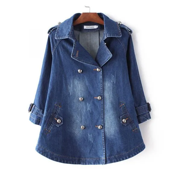 Women‘s double breasted denim jacket