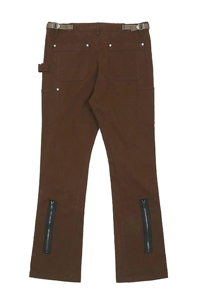 Zipper Flared Casual Trousers