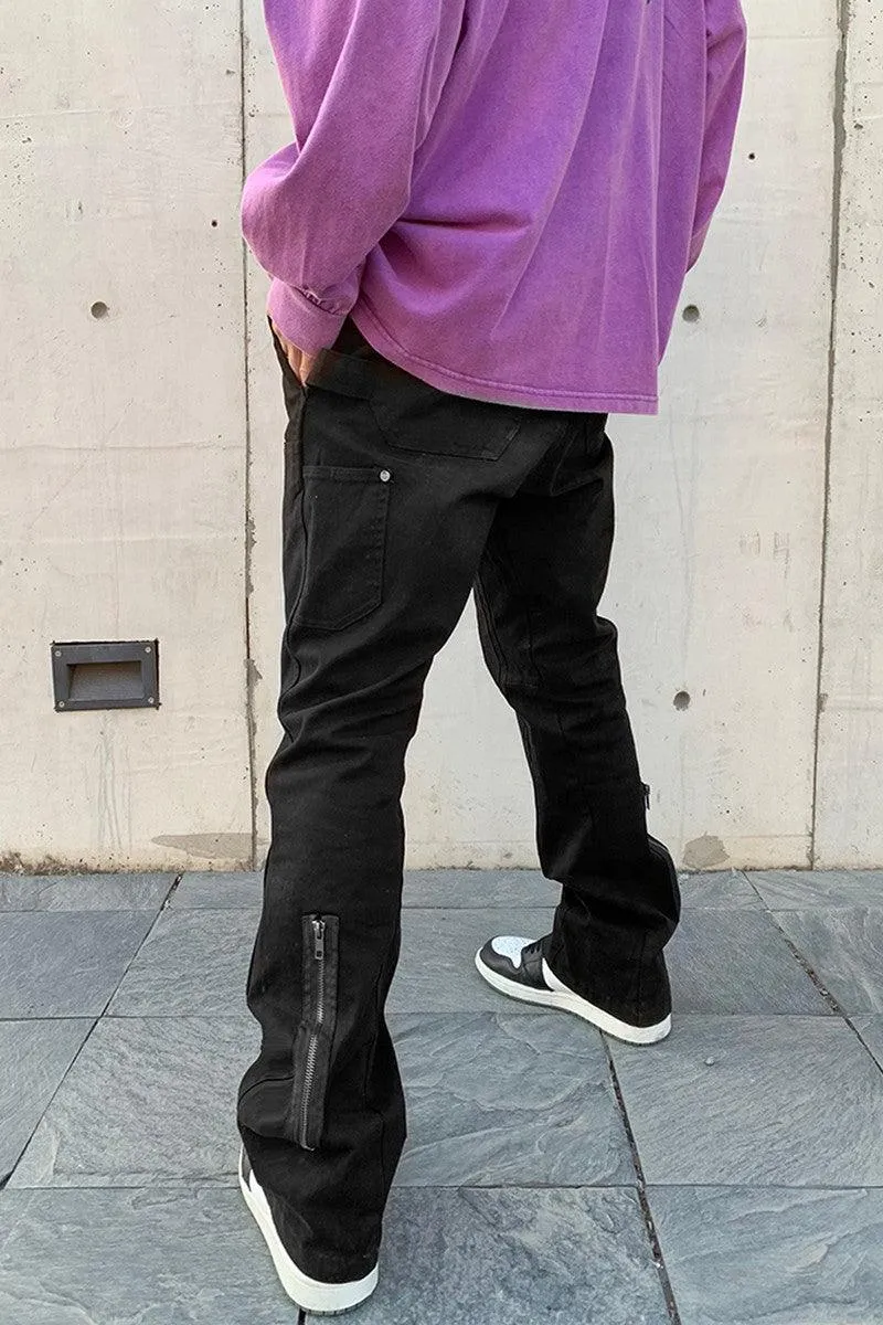 Zipper Flared Casual Trousers